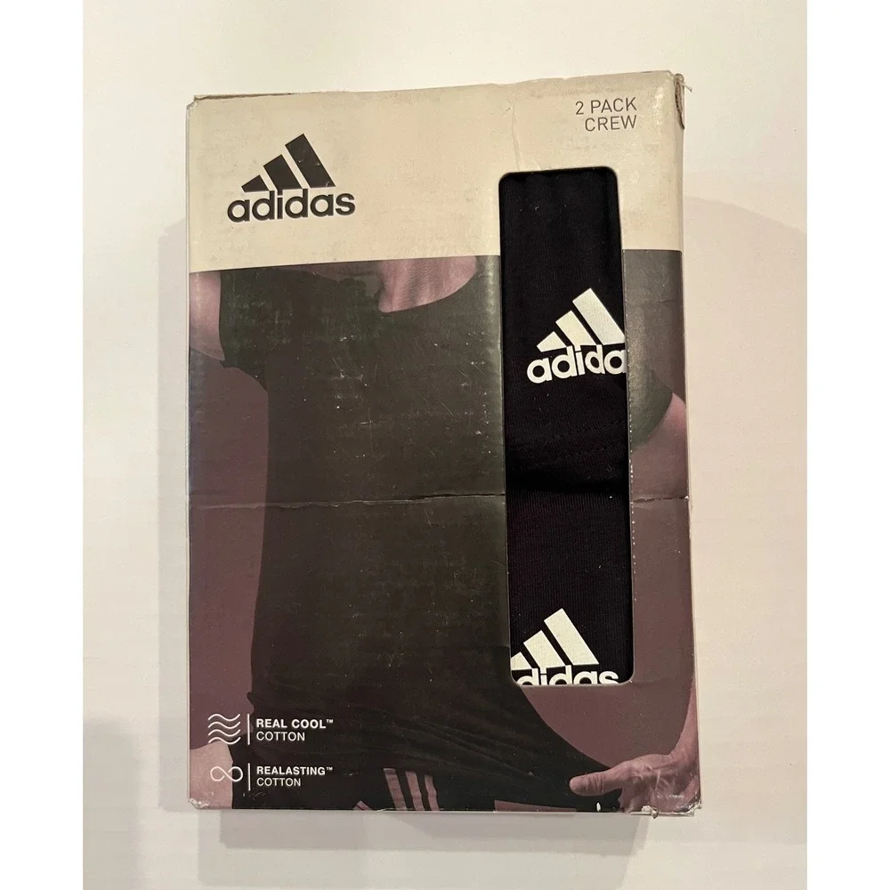 Adidas 2 Pack Men's Active Flex Cotton Crew Neck T-shirt Tee‎ Black Size Small